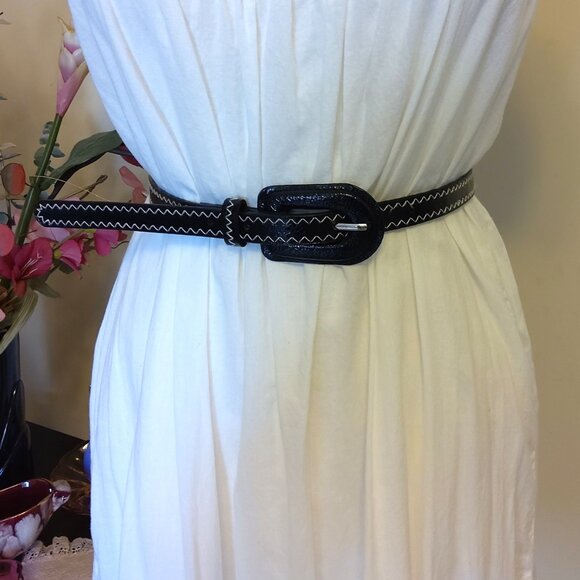 NWT Chic Black Faux Leather Fashion Belt with Buckle for Women’s Dress Skirt - Picture 6 of 9